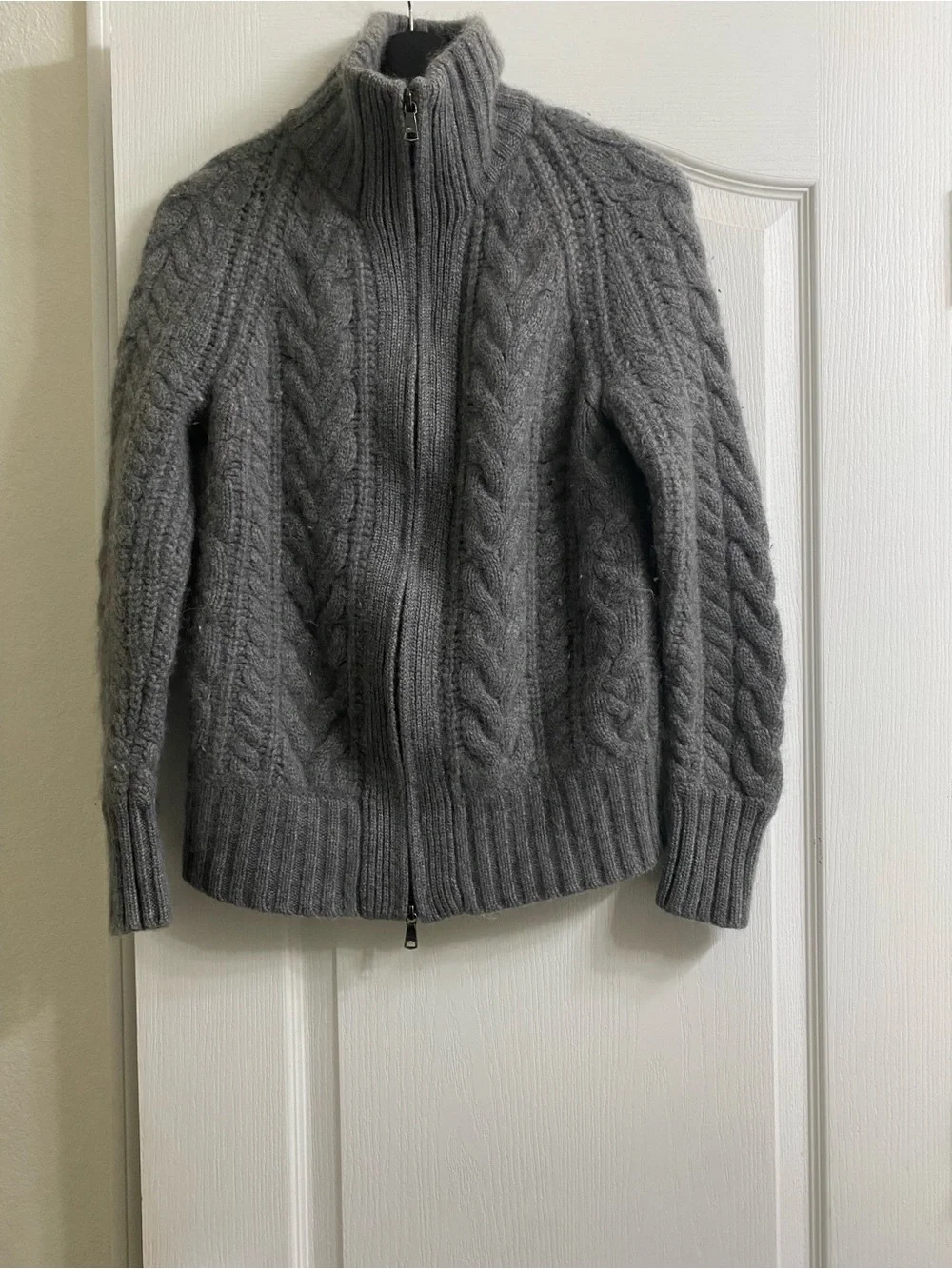 Banana Republic Todd & Duncan Scottish Cashmere Cable Knit Full Zip Sweater S